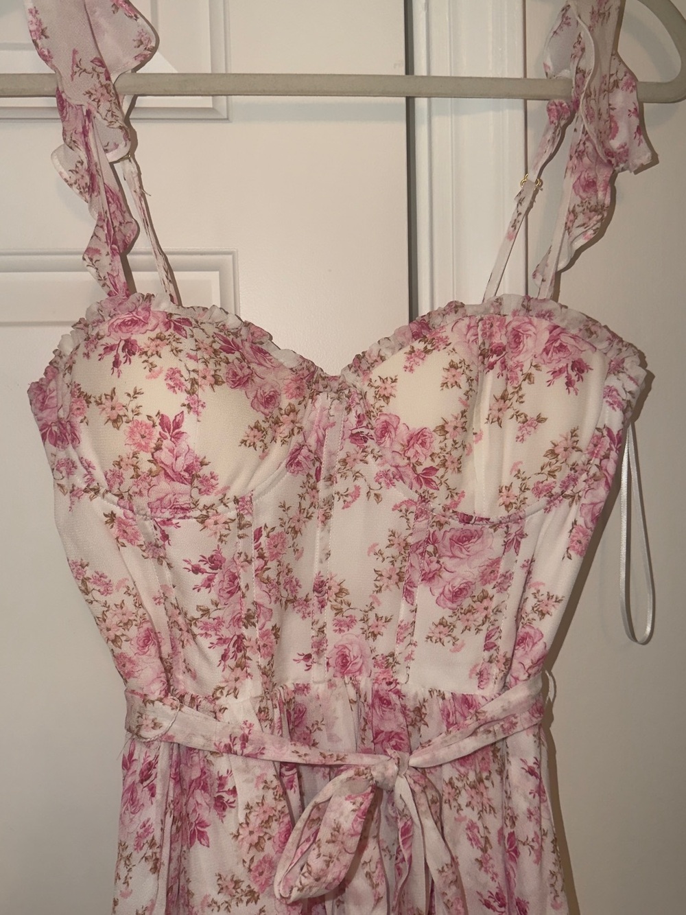 Altar'd State Pink Floral Ruffled Mini Dress - Picture 3 of 4